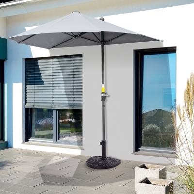 Outsunny Half Round Patio Umbrella Base Parasol Stand For Φ1.5" Φ1.9" Pole