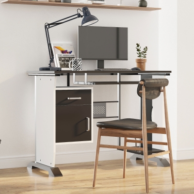 HOMCOM Computer Desk PC Table Office Furniture w/ Tray CPU Stand