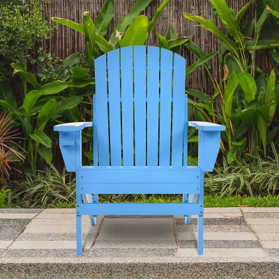 Outsunny Outdoor Patio Wooden Adirondack Chair Lounge w/Cup Holder Deck Garden Furniture