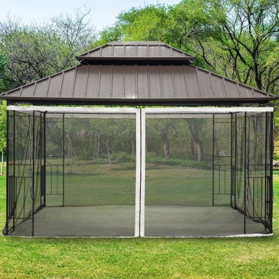 Outsunny Universal 10' x 12' Gazebo Adjustable Replacement Mosquito Netting Black Solid