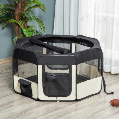 PawHut 49.2-inch Soft Pet Playpen Folding Tent Kennel Puppy Cat Dog Exercise Crate with Bag