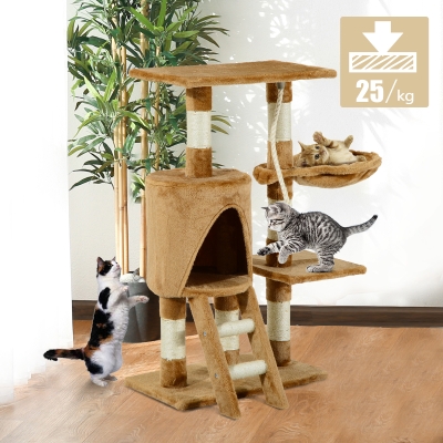 PawHut 37.8" Cat Activity Tree Tower Center Scratching Pet Furniture Brown