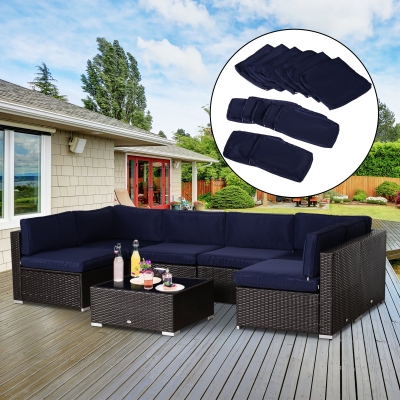 Outsunny Outdoor Patio Rattan Sofa Set Cushion Polyester Cover Replacement- No Cushion Included