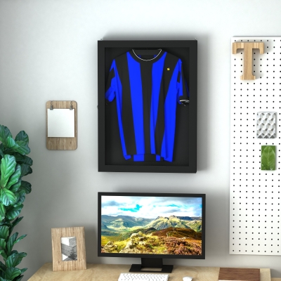 HOMCOM Jersey Frame Display Case Shirt Shadow Box Cabinet Football Baseball Basketball, Black