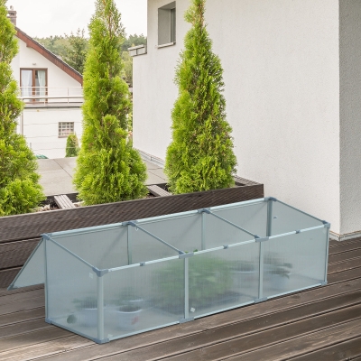 Outsunny 71" Aluminum Vented Cold Frame Greenhouse Easy Access Protector