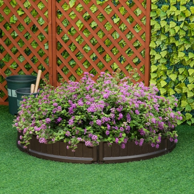 Outsunny 48" x 48" x 8" Raise Garden Bed Kit, Round Planter Box Above Ground Outdoor Garden Backyard with Easy Assembly, Brown