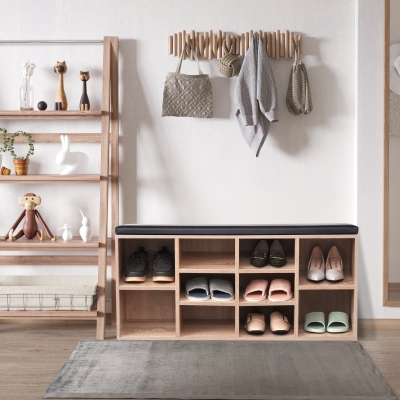 HOMCOM Multi-Function Shoes Bench Height Adjustable Compartment for Ample Storage