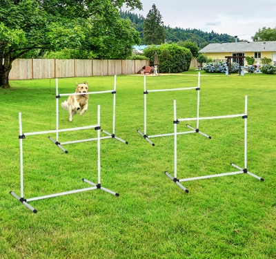 PawHut Set of 4 Adjustable Jump Bar Dog Training Agility Gear Pet Exercise Kit