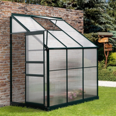 Outsunny 75.5"L x 49.25"W x 87"H Walk-In Garden Greenhouse Aluminum Polycarbonate w/ Roof Vent