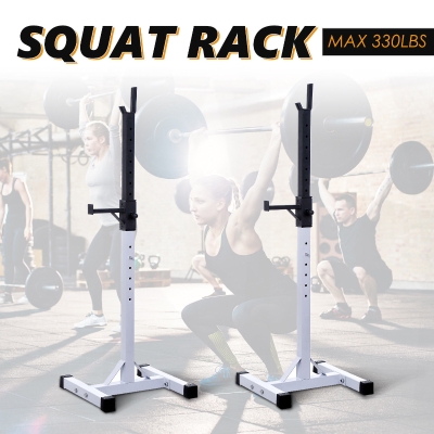 Soozier Adjustable Stable Squat Stand Portable 2 Bars Holder Black/White