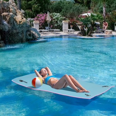 HOMCOM 7.5x4ft Floating Mat Floating Lily Pad Water Carpet Float Aqua Mat Water Recreation and Relaxing in Pool Beach Lake
