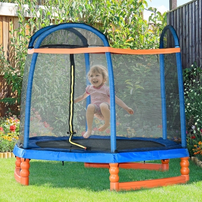 Soozier 88 Inch Kids Trampoline Indoor Outdoor Bouncer Jumper W/ Safety Enclosure Net Gym Play Children Exercise Toys