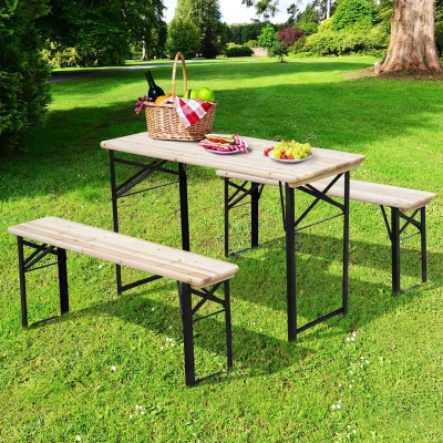 Outsunny 47.2” Portable Heavy Duty 3 Pieces Picnic Table and Bench Set