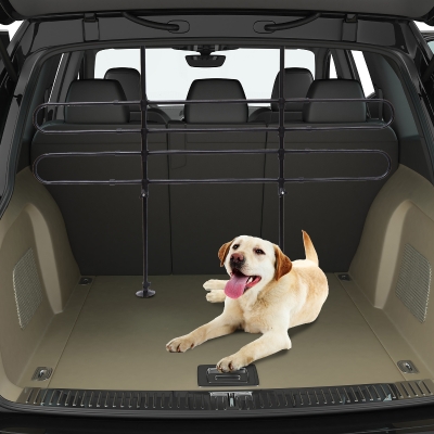 PawHut Adjustable Pet Car Barrier Auto Vehicle Dog Fence Guard Safety Gate Black