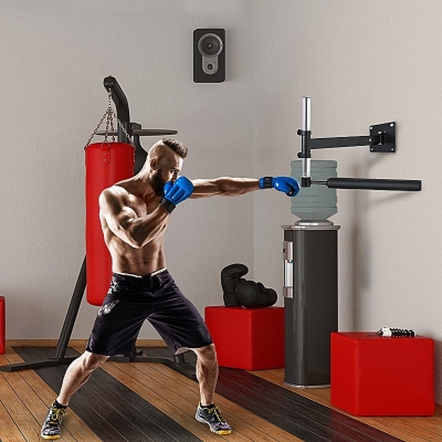 Soozier Wall Mount Reflex Bar Trainer, MMA Boxing Speed Trainer with Punching Boxing Bar, Height Adjustable, Black
