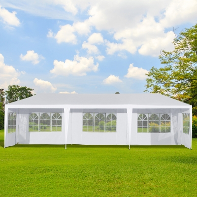 Outsunny 10x28ft Portable Gazebo Party Tent Outdoor Event Shelter Garden Sunshade with 5 Removable Walls