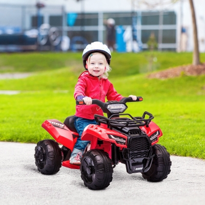 Aosom Kids Ride-on Four Wheeler ATV Car with Real Working Headlights, 6V Battery Powered Motorcycle for 18-36 Months, Red