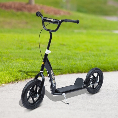 HOMCOM Kids Pro Stunt Scooter Kick Scooter Children Street Bike Bicycle Ride On with 12” Tire and Adjustable Handle Bars Black