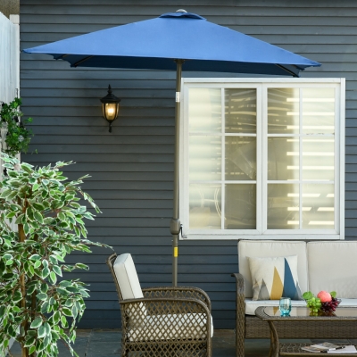 Outsunny 6.5x10ft Rectangle Tilt Patio Umbrella Garden Market Parasol Outdoor Sunshade Canopy Dark Blue