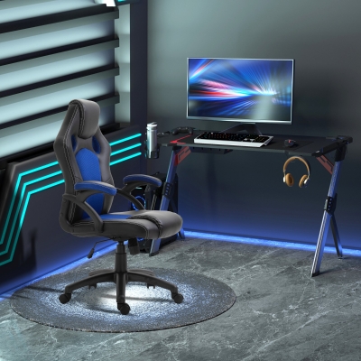 Vinsetto 360° Swivel Office Chair Adjustable Height PU Leather E-sports Rocker Racing Chair Blue