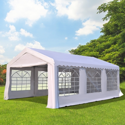 Outsunny 20x13ft Heavy Duty Outdoor Carport Wedding Party Tent Patio Event Gazebo Canopy with Sidewalls White