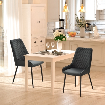 HOMCOM Set of 2 PU Leather Dining Chair Soft Leisure Seat with Metal Base