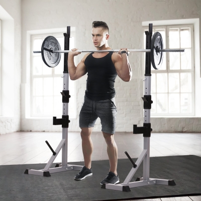 Soozier Barbell Stand Rack Squat Rack Adjustable for Home Gym Fitness