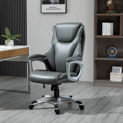 Vinsetto High Back Executive Chair PU Leather Office Chair Swivel Ergonomic Computer Task Seat with Padded Armrests and Adjustable Height