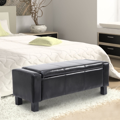 HOMCOM Deluxe Storage Ottoman Bench Chest Organizer Chair Black Furniture