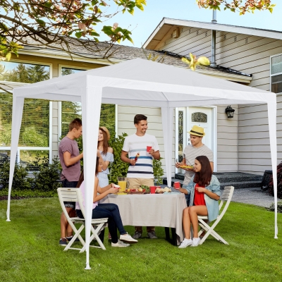 Outsunny 9x9ft Party Tent Outdoor Gazebo Canopy Sunshade White
