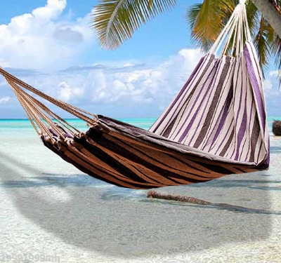Outsunny 83"x59" Double Hammock Bed Sun Bed Lounge Garden Camping Hiking Furniture, Purple