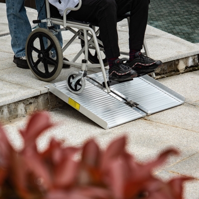 Homcom 2ft Foldable Portable Wheelchair Ramp Scooter Mobility Carrier Ramp, Aluminum Alloy