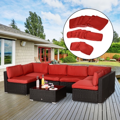 Outsunny Rattan Sofa Cushion Cover Replacement Only Polyester Red