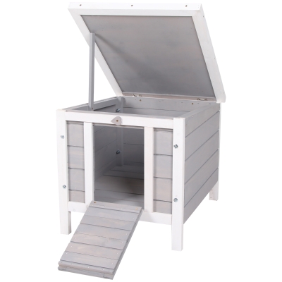 PawHut Small Wooden Dog Cage Bunny Rabbit/Guinea Pig House - Grey