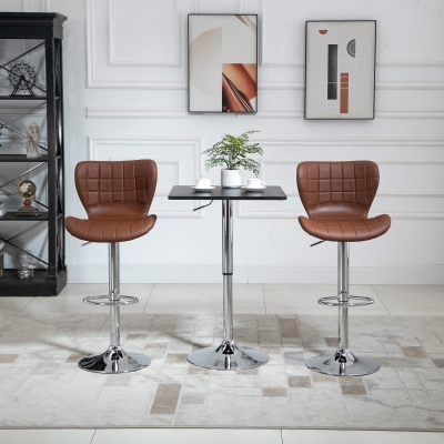 HOMCOM Set of 2 Counter Height Bar Stools Swivel Stool Height Adjustable Bar Chairs with Footrest for Kitchen Dining Home Pub, Brown