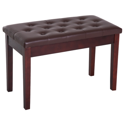 HomCom 29” Wooden Duet Padded Piano Bench with Storage - Chestnut Brown