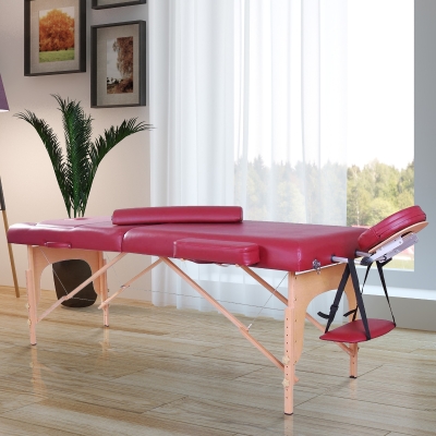 Soozier 91-Inch 3-Section Portable Massage Table with Carrying Bag, 3-Inch Thick, Rose Red