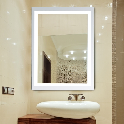 HOMCOM Vertical 36” LED Illuminated Bathroom Wall Mirror With Defogger - Outline LEDs