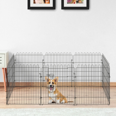 PawHut 30-inch 8-Panel Pet Playpen Metal Indoor Outdoor Exercise Dog Pen Cage Crate