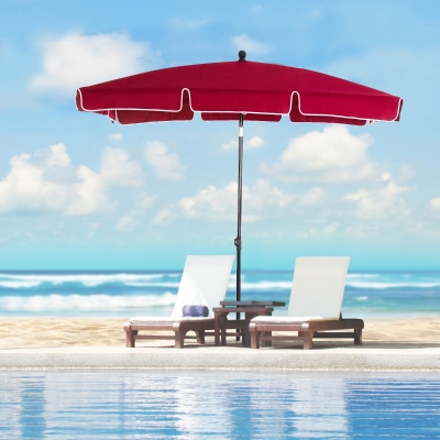 Outsunny 7x4ft Rectangle Patio Umbrella Aluminum Tilt Adjustable Garden Parasol UV Protection Sun Shade Outdoor Canopy Red