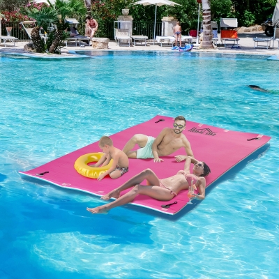 HOMCOM 12x6ft Floating Mat Floating Lily Pad Water Carpet Float Aqua Mat Water Recreation and Relaxing in Pool Beach Lake
