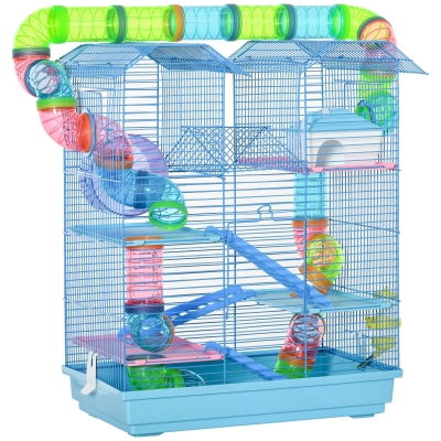 PawHut 5 Tiers Hamster Cage Animal Travel Carrier Habitat with Accessories Included