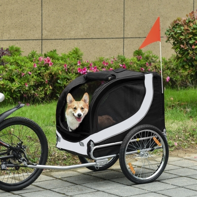 PawHut Pet Bike Bicycle Trailer Stroller Jogger Travel Carrier Folding Black