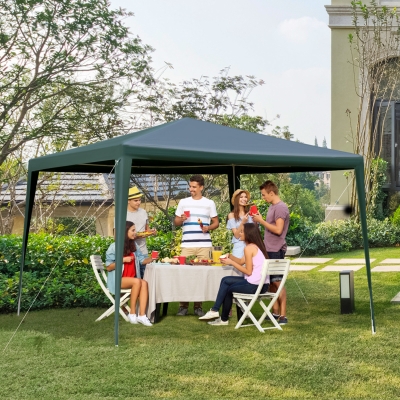 Outsunny 10x10ft Party Gazebo Tent Portable Folding Garden Canopy Event Shelter Outdoor Sunshade Green