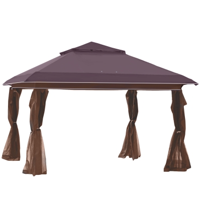 Outsunny 12' x 12' Outdoor Pop-Up Tent Canopy w/ Adjustable Legs Handy Bag Dark Brown