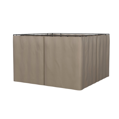 Outsunny 10' x 12' Universal Gazebo Sidewall Set with 4 Panels, Hooks/C-Rings Included for Pergolas & Cabanas, Brown