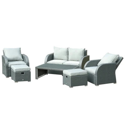 rattan sofa set 47.25"x26.5"x28.75" Grey