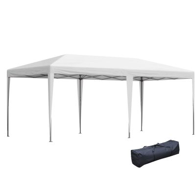 Outsunny 19' x 10' Pop Up Canopy Outdoor Gazebo Party Tent with Carrying Bag, White