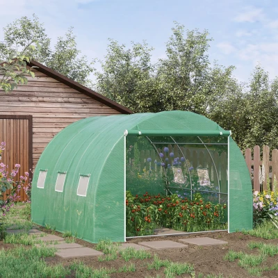 Outsunny 10' x 10' Walk-in Tunnel Greenhouse, PE Cover