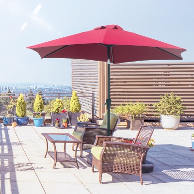 Outsunny Market Patio Sun Umbrella Outdoor Parasol Sunshade Tilt Mechanism Air Vent w/ Crank